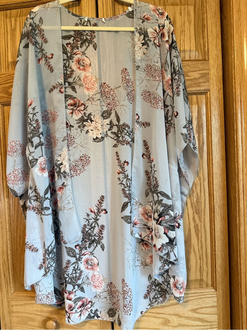 Light Blue Floral Kimono Cardigan